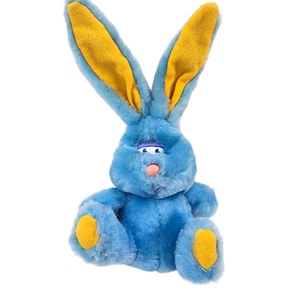Vintage Pachinko Palace Plüsch Hase Kaninchen blau gelbe Ohren Ostern Stofftier - Bild 1 von 8