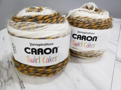 GORGEOUS LOT 2 BULKY CARON SWIRL CAKES LOVELY LAYERS GOLD FUSION fall - Image 1 of 4