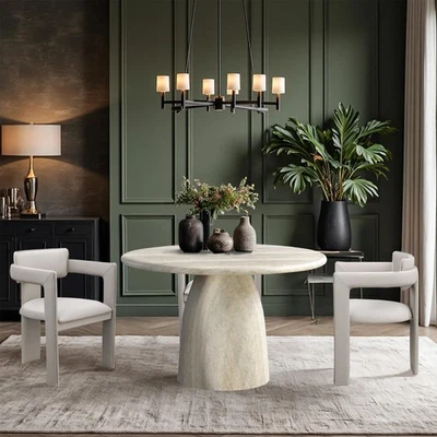 Mesa de comedor de hormigón interior/exterior Meridian Furniture Cosenza 48,5" travertino Foto 1 de 4