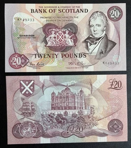 UNC Bank of Scotland £20 Twenty Pounds 1987 Large Size Issue K Last Prefix - Picture 1 of 2