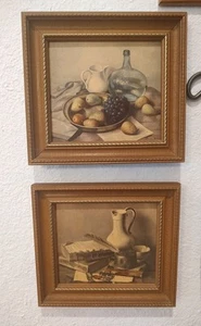 "Par de pequeños cuadros vintage de Hank Bos marco de madera 7,5 X 8,25"" arte de pared *Leer" - Imagen 1 de 15