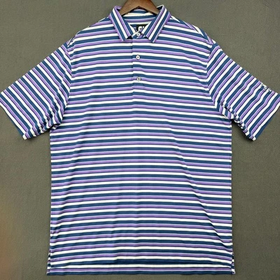 Camisa FootJoy Para Hombres XL Púrpura Blanca Rayas Atlética Elastizada Logo OC&CC Foto 1 de 4