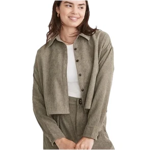 Camisa corta Hartfield de pana verde/gris (excedente distante) MADEWELL talla XS - Imagen 1 de 12
