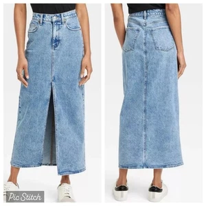 Universal Thread Damen Medium Wash Denim Maxirock-Größe 12 Neu mit Etikett - Bild 1 von 13