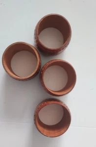 Carved Wood Napkin Rings set of 4 Vintage - Picture 1 of 5