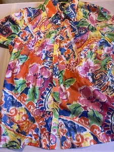 CAMISA LAUREN RALPH LAUREN FLORAL ACUARELA MANGA 3/4 ABOTONADA MUJER TALLA 1x - Imagen 1 de 6