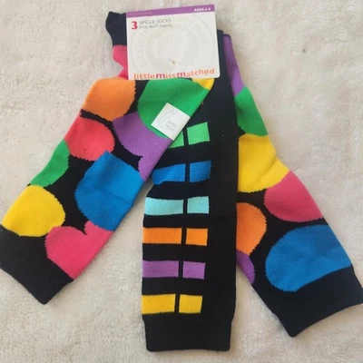 NWT LittleMissMatched Knee High 3 Socks With Patterns Age 4-9 - Image 1 of 3