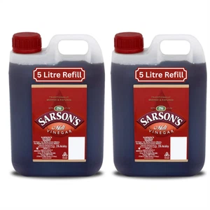 Sarson's Malt Vinegar 5 Litres Catering Size & Small Bottle Refill 2 Pack (10L) - Picture 1 of 9