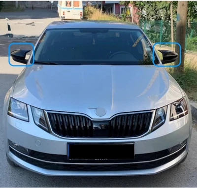 Bat Style Piano Black Mirror Covers For Skoda Octavia MK3 2013-2020 - Imagem 1 de 4