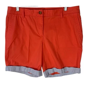 Talbots Donna Relaxed Chino Corto Taglia 8 Arancione 6,5” Polsini Elasticizzati Preppy - Foto 1 di 8