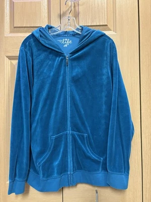 Teal Turquoise Made For Life Hoodie XL Full Zip Velour! - Image 1 of 4