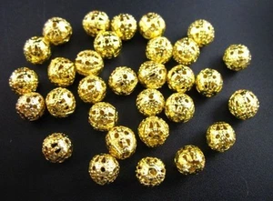 Cuentas espaciadoras de filigrana chapadas en oro de 10 mm C290 100 un. - Imagen 1 de 1