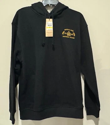 NWT Scotch & Soda Men's Graphic Fleece Relaxed Fit Black Hoodie Size M $118 - Image 1 of 2