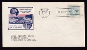 VIRGINIA DARE, FIRST CHILD BORN IN AMERICA OF ENGLISH PARENTS, F.D.C., 1937 - Picture 1 of 2