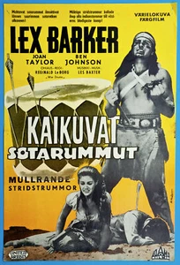 Lex Barker Rebell le Rouge Berge Affiche Du Film Finlande 1957 War Tambours Jo. - Afbeelding 1 van 2
