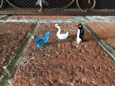 3 Ganz Miniature World Mini Glass BLUEBIRD SWAN PENGUIN Collectible Figurines