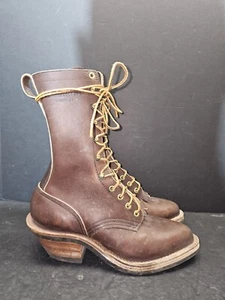Stivali Hathorn Mfg bianchi marroni in pelle Packer stile logger stivali da uomo taglia 4 1/2 D - Foto 1 di 13