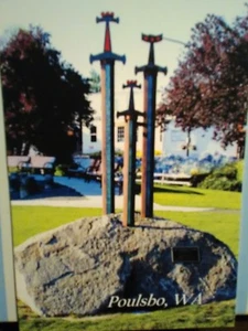 SCHÖNE FOTO POSTKARTE PARK AM WASSER POULSBO WASHINGTON - Bild 1 von 12