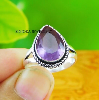 Amethyst Gemstone 925 sterling Silver Handmade Ring US size 5 to 13 - Image 1 of 3
