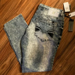 NWT $119 BUFFALO DAVID BITTON ASH-X SLIM Contrasted Light Blue Jeans 31 32 - Picture 1 of 8