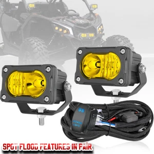 For Can-Am Maverick X3 3" LED Cube Work Lights Bar Spot Flood 3000K+ Rock Switch - Picture 1 of 23