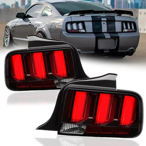 Pair LED Tail Lights For 2005-09 Ford Mustang Rear Brake Lamps Black Red LH RH - Zdjęcie 1 z 17