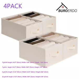 4X Wardrobe Clothes Organizer Jeans Compartment Storage Box Foldable Drawer Cube - Picture 1 of 14
