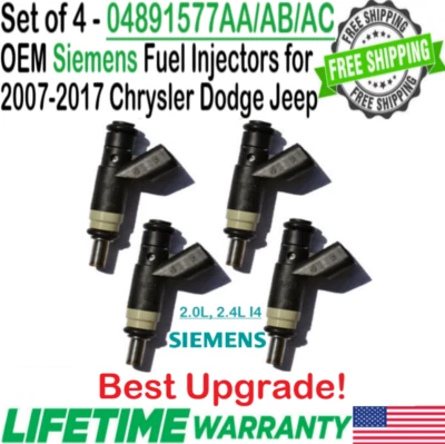 OEM Siemens 4Pcs Best Upgrade Fuel Injectors for 2007-2017 Jeep Patriot 2.0L I4 Foto 1 de 4
