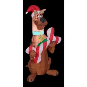 Gemmy Scooby Doo w/ Santa Hat & Candy Cane Bone 3.5' Christmas Yard Decor - Picture 1 of 6