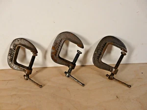 Lot of (3) 1" C-Clamps--Malleable Iron--VINTAGE - Picture 1 of 3