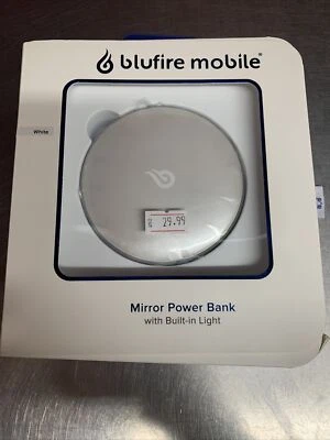 Blufire Mobile~Mirror Power Bank w/Built-in Light/White Espejo c/Luz Incorporada - Image 1 of 4