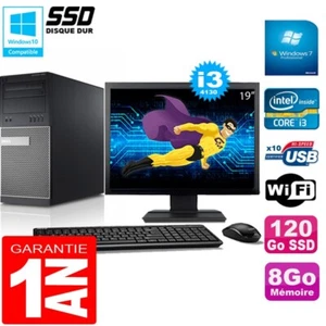 PC tour DELL 9020 Core I3-4130 RAM 8Go Disco 120 Go SSD Wifi W7 Pantalla 19" - Imagen 1 de 1