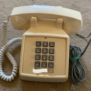Vintage ITT Beige Cream Color Push Button Phone *Works* - Picture 1 of 13
