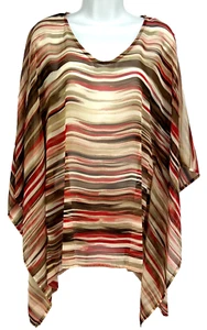 LIZ CLAIBORNE Sheer Top Size M Scoop Neck Kimono Sleeves Multicolor - Picture 1 of 11