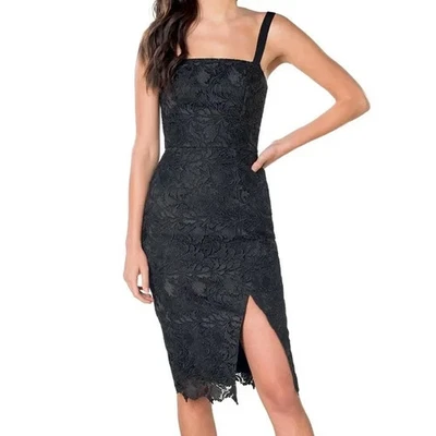 NUEVO, Dress the Population Katya Encaje Cuello Cuadrado en Negro Talla M #MD1067 Foto 1 de 4