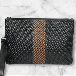 Ermenegildo Zegna Clutch Bag PELLE TESSUTA Leather USED Shipped from Japan - Picture 1 of 10