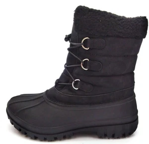 Chooka Damen Schneestiefel wasserabweisend kaltes Wetter Kordelzug Stiefel schwarz - Bild 1 von 5