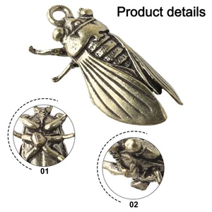 Portable Cicada statue Pure Brass Lifelike 1pc Creative Decor Exquisite - Picture 1 of 12