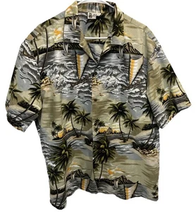 Herren Aloha Republic Hawaiihemd Surf Palme Strand Print Größe 2XL sehr guter Zustand F - Bild 1 von 10