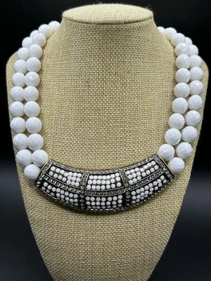 Collar Heidi Daus De Colección Blanco Cristalino Babero Distintivo - En muy buena condición Foto 1 de 4