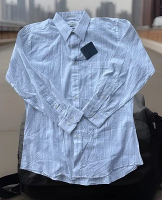 Мужская рубашка с длинным рукавом Albert Nippon размер 16 белая в полоску винтажная из запасов новая с ценниками - Изображение 1 из 4