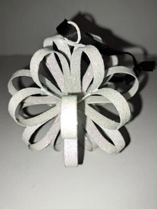 White Glitter Metal Snowflake/ Bow Christmas Ornament Holiday 3 1/4"x 3 1/4" - Picture 1 of 6