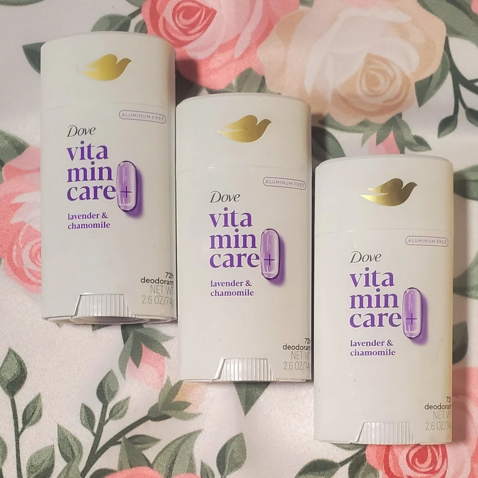  Дезодорант Dove Vitamin Care 72H ~ лаванда и ромашка ~ 2,6 унции каждый ~ новый X3 - Изображение 1 из 1