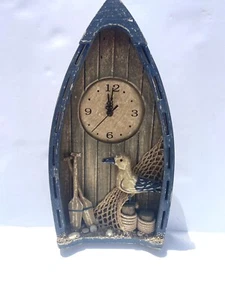 Wooden Fishing Boat Clock A Beautiful Piece with Great Detail 16" T x 8" W Decor - Picture 1 of 6