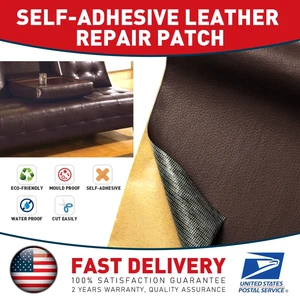 Brown Self-Adhesive Patch Leather Repair for Seats Couch Furniture Upholstery - Picture 1 of 14