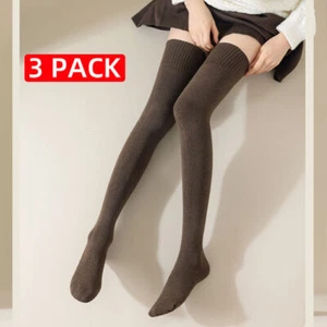 Women's Warm Knit Thigh High Boot Socks Extra Long Winter Stockings Leg Warmers - Picture 1 of 21