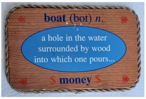 Definición de un barco; Un agujero en el agua; Letrero de novedad - En muy buen estado - Imagen 1 de 2