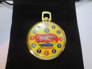 Vintage 12s Pocket Watch 17J Hot Wheels Ad Theme Dial Runs Well.