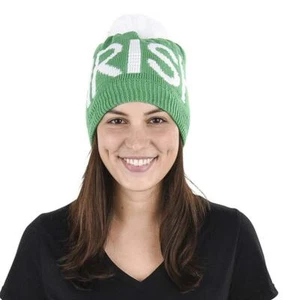 IRISH POM POM BEANIE HAT - Picture 1 of 2