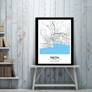 Póster de mapa de ubicación de vacaciones de Santa Cruz California estampado regalo decoración artística de pared - Imagen 1 de 6